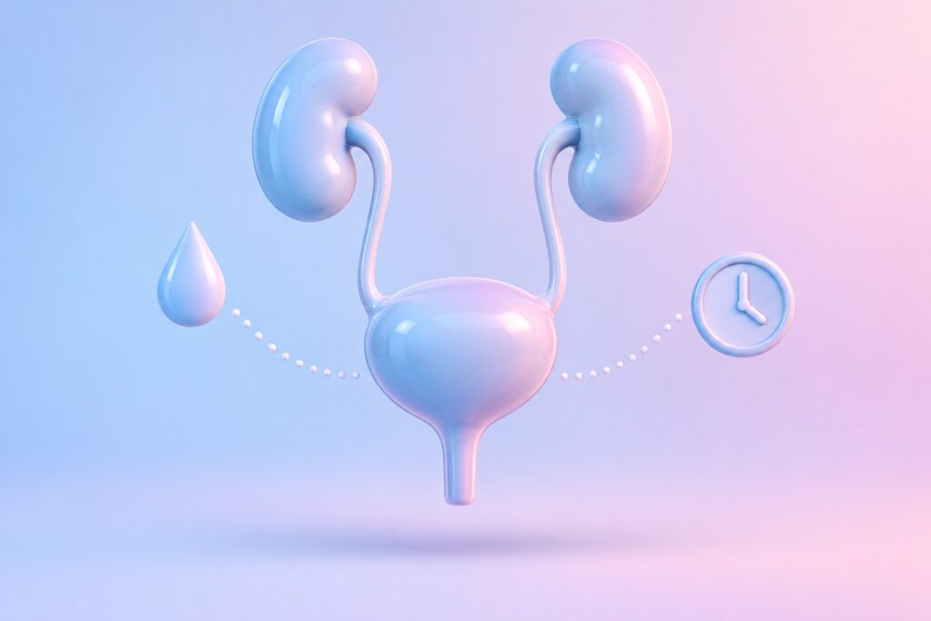 방광과 요관을 그린 일러스트